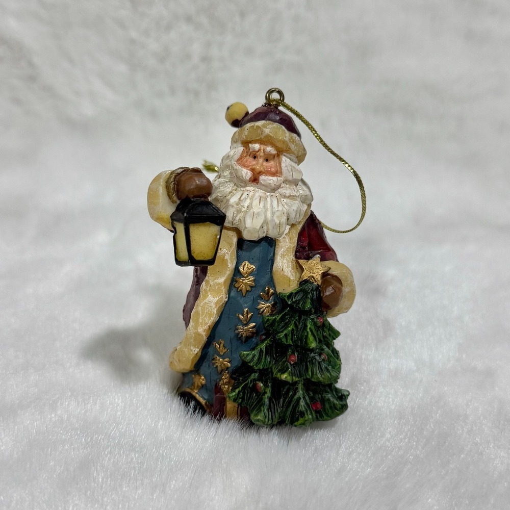 Vintage Santa Christmas Ornament Lantern Tree Resin Figure Holiday Decor Antique